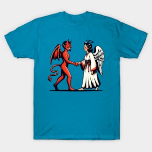 Devil and angel shaking hands T-Shirt